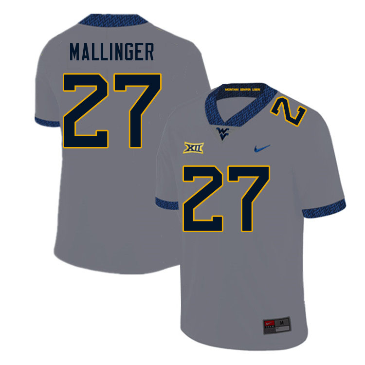 NCAA Men's Davis Mallinger West Virginia Mountaineers Gray #27 Nike Stitched Football College Authentic Jersey EG23R22XQ